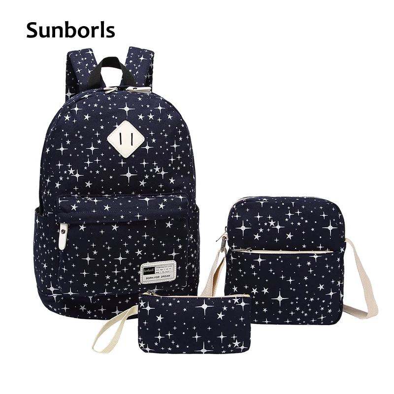 Sunborls Женщины Холст Рюкзак Печати Девушка Школьные Сумки Для Подростков