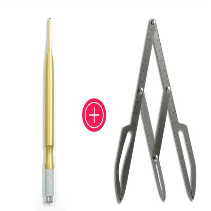 

Новое поступление линейка для перманентного макияжа бровей инструмент для измерения металлическая линейка для бровей формовочный трафаре...