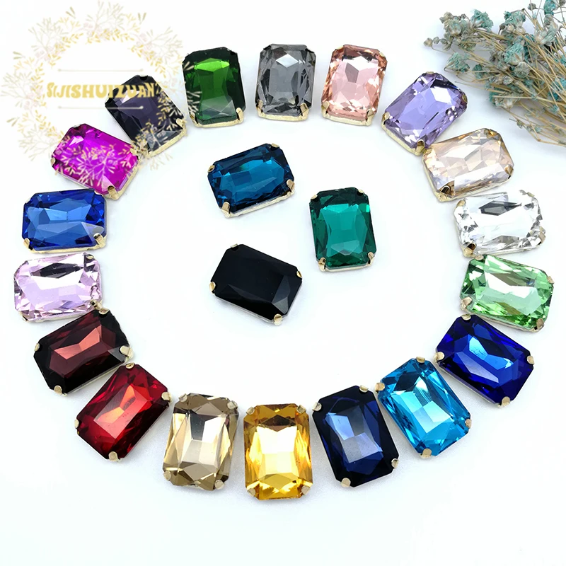 Смешанные цвета прямоугольные Хрустальные стеклянные стразы для шитья со