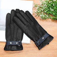genuine leather gloves male handsome full outer seam deerskin gloves plus velvet thicken driving man business gifts dq9117