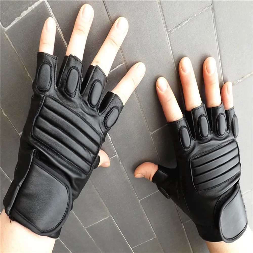

Motorcycle Fighting Gloves Men Leather Fingerless Gloves Motorcycle Sports Outdoor Protection Leren Handschoenen Moto 7.8