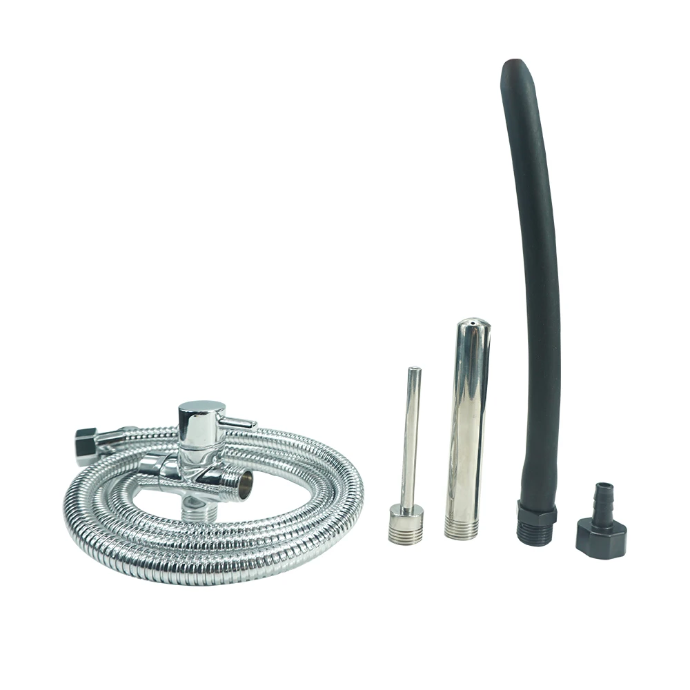 Douche multi function Metal large Enema kit system Anus anal Cleaning shower head hose nozzle tip syringe plug hot gay sex toys | Красота и