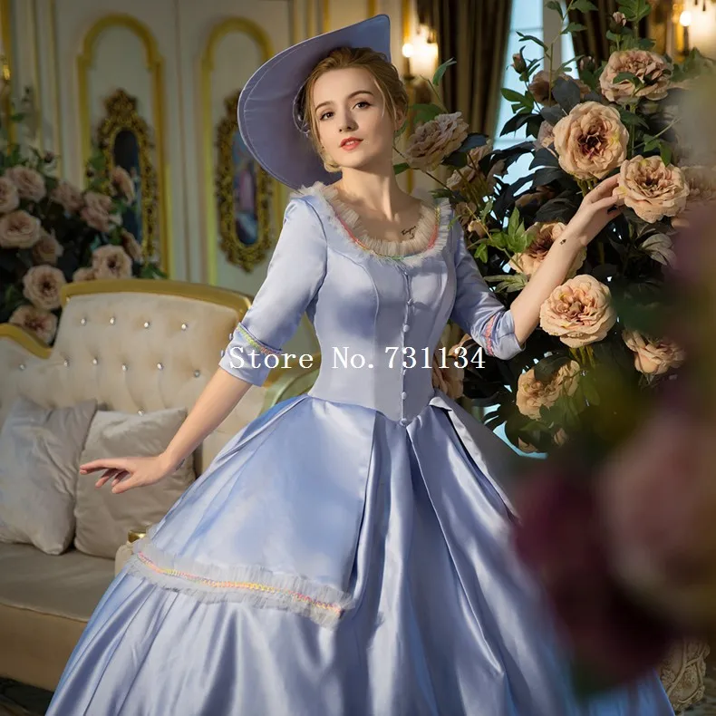 Новое поступление Голубое Бальное Платье в стиле рококо барокко Мари Антуанетта