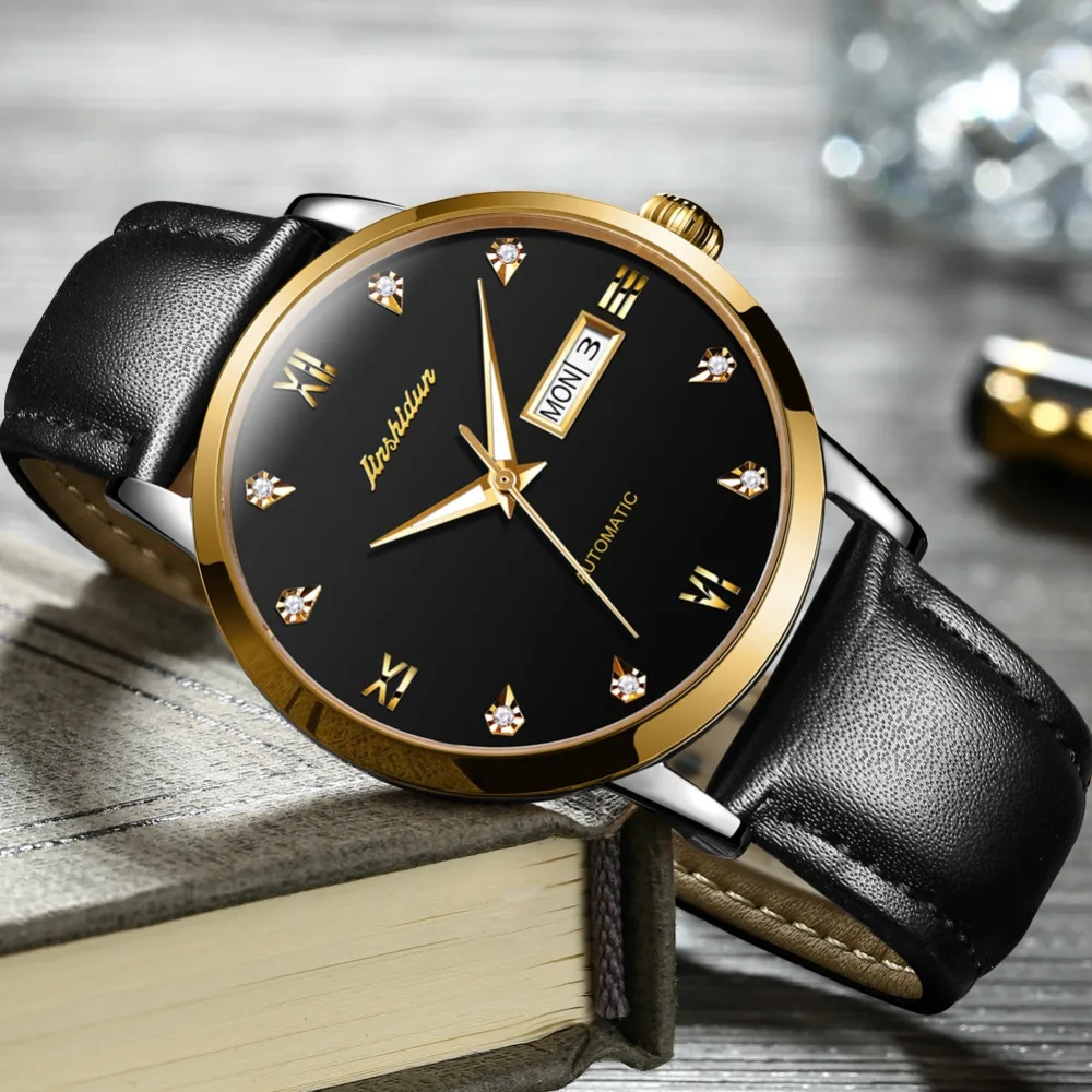 Часы JSDUN мужские наручные с ремешком из натуральной кожи брендовые Роскошные