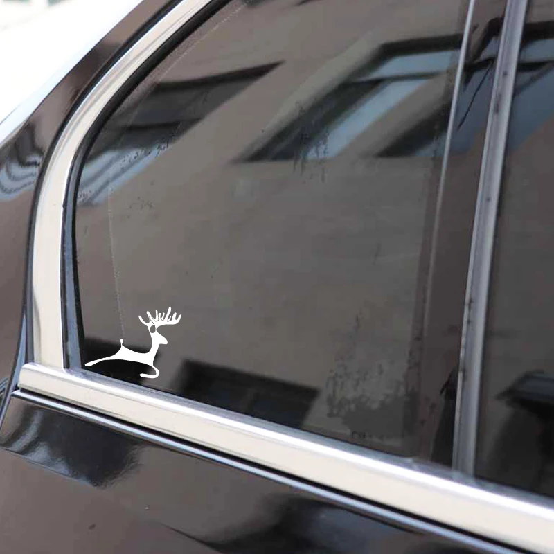 

YJZT 15CM*15.2CM Deer Jump Decoration Cartoon Pattern Car Stickers Car Trunk Vinyl Decal Black/Silver C4-1918