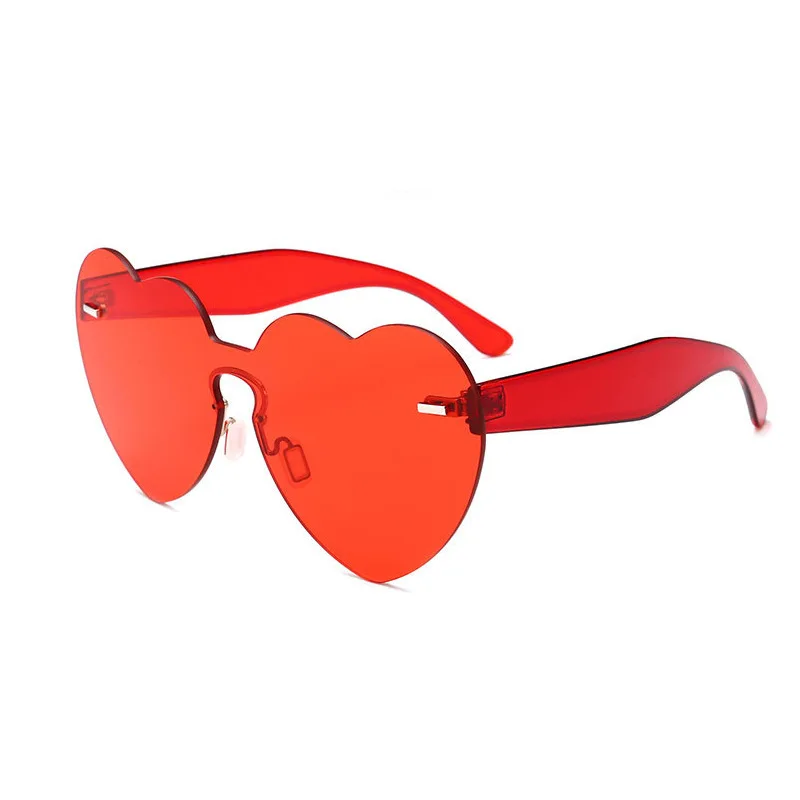 Солнцезащитные очки в форме сердца для женщин 2018 без оправы с оттенком