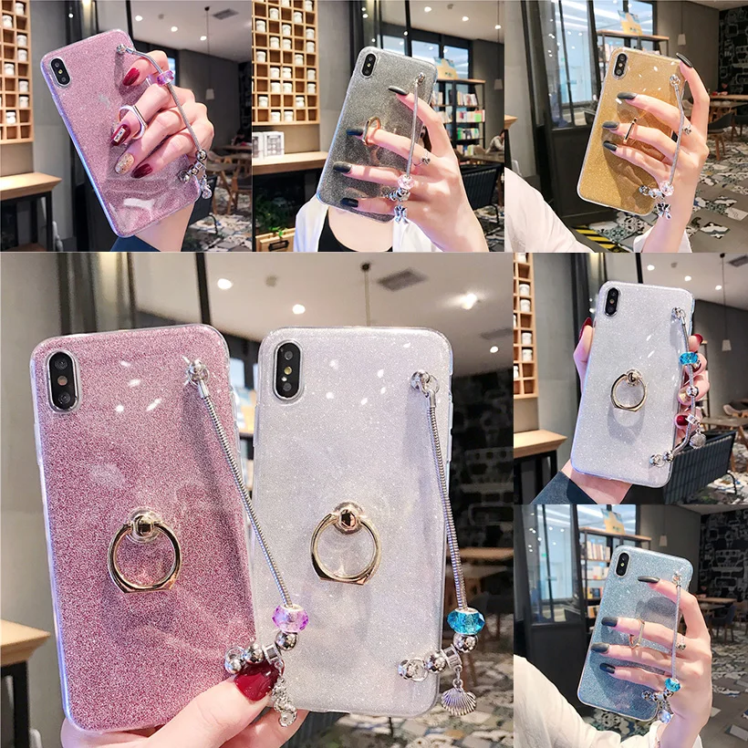 Glitter Ring Cases For Huawei Y9 Y7 Y6 Prime Pro 2019 2018 2017 Y5 Y3 ii Bling Bracelet Covers Bumper |