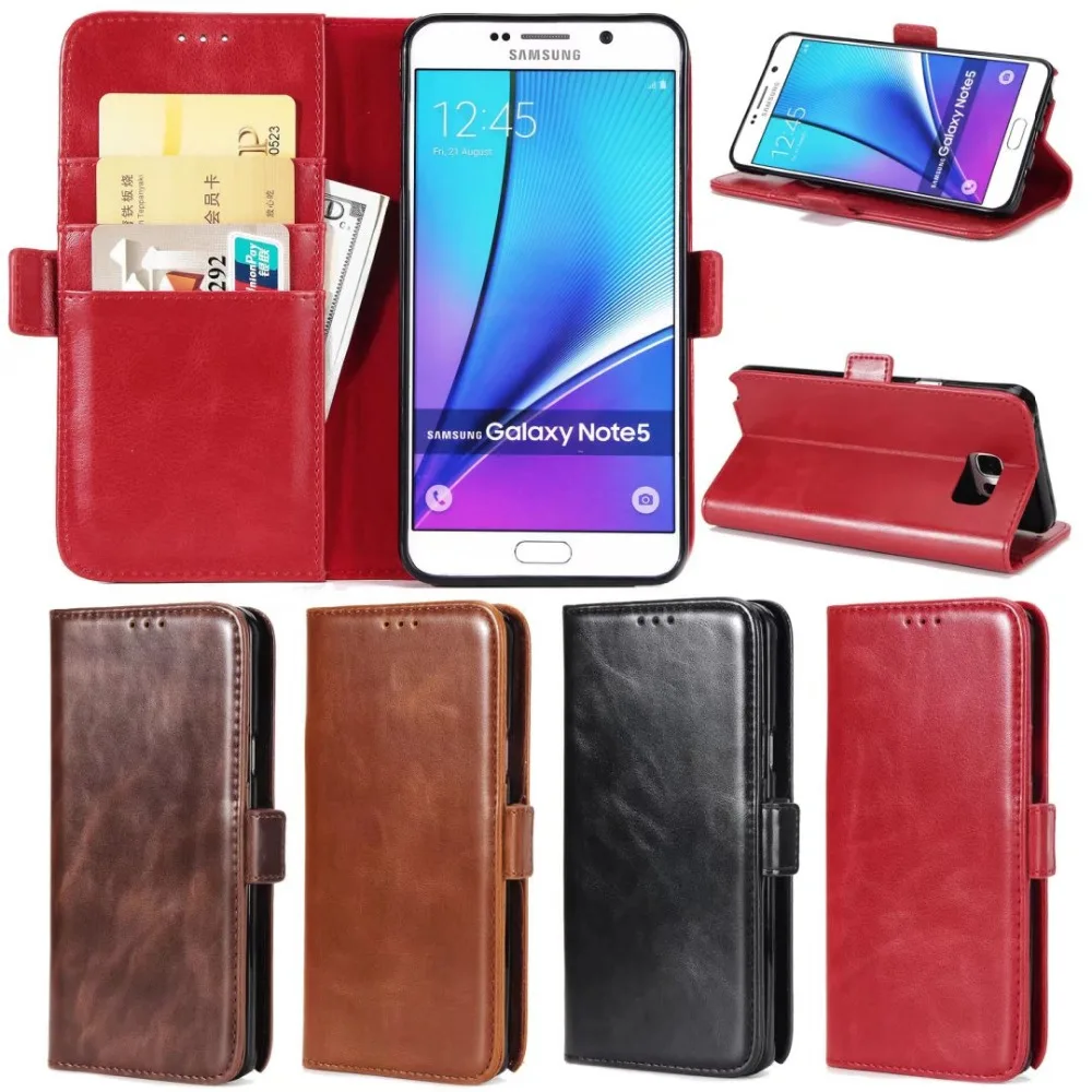 Для Coque Samsung Galaxy Note 5 люкс Ретро Кожаный чехол для Fundas Note5 N9200 карты бумажник Винтаж
