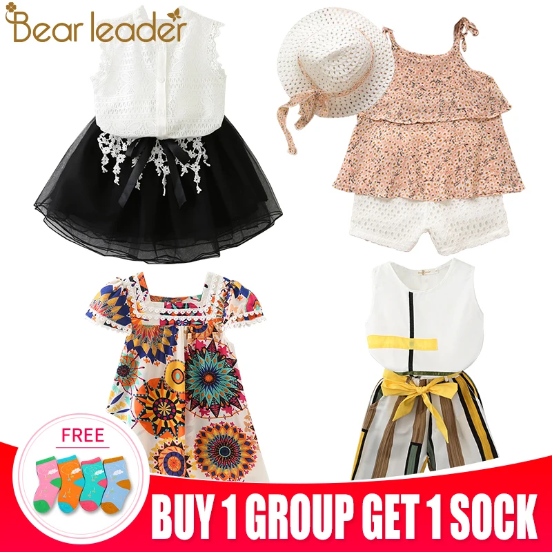 Bear Leader/комплекты одежды для маленьких девочек г., модная одежда для малышей детская джинсовая рубашка+ леопардовая юбка+ повязка на голову, комплект одежды из 3 предметов