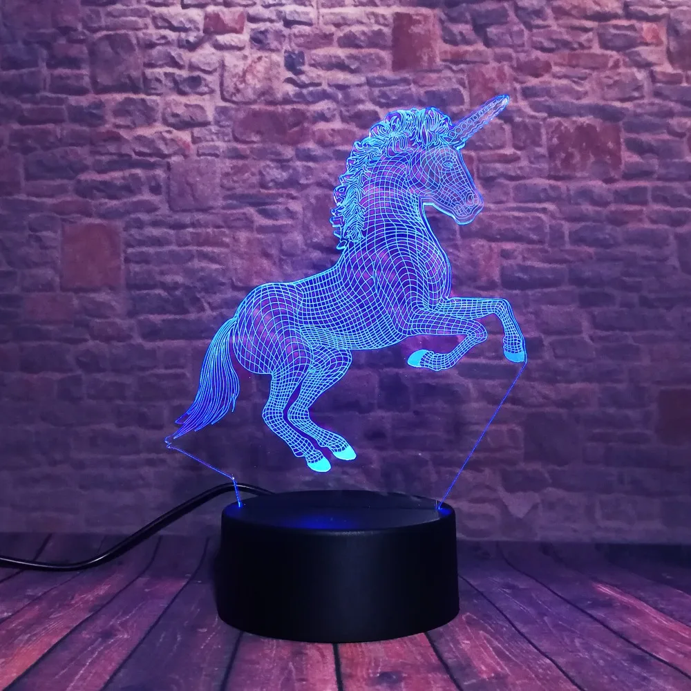 Единорог бег Лошадь Прыжки действия 7 цветов RGB Ночник светильник детские игрушки