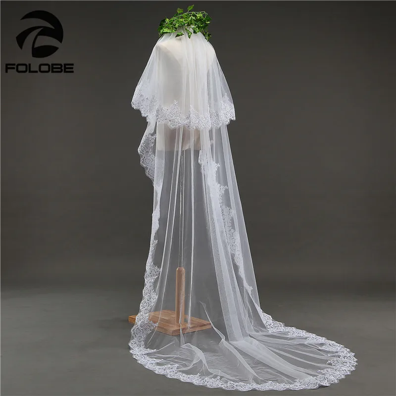 Новое поступление Vestido De Noiva сток белый/слоновая кость Роскошные Блестки Бисероплетение Кружева край двухслойный Тюль аксессуары для свадьбы свадебный вуаль