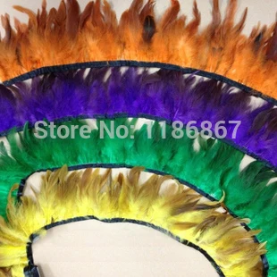 

10Yards/lot 4-6"(10-15cm) Multicolor Saddle Badger Rooster Feather Trimming Coque Feather Fringe ribbons Free Shipping! KX52