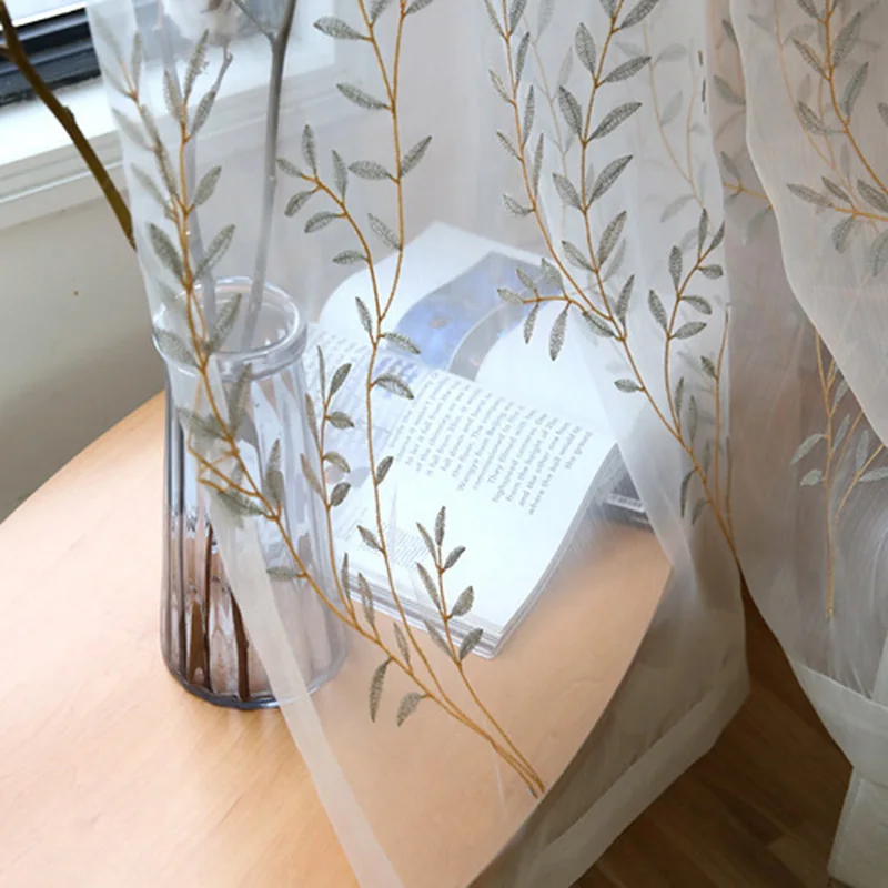 Tulle 01 Американский постельное белье с деревенской тематикой плотные Шторы для Гостиная с зелеными листьями цветочным окна Экран Спальня Шторы ткань HC041#40 - Цвет: Tulle 01