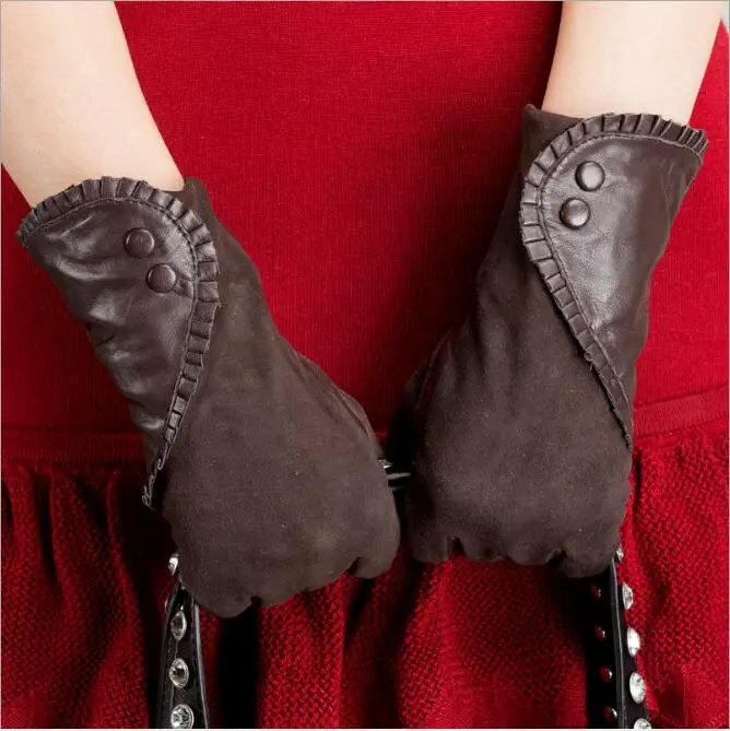 

Hot Sale Women Leather Gloves Wrist Genuine Leather Gloves Sheepskin Gloves Fashion Leather Gloves