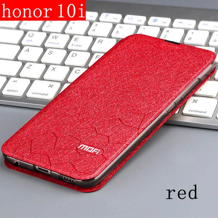 red Чехол для huawei Honor 10i, кожаный чехол-книжка из искусственной кожи MOFi, роскошный мягкий силиконовый чехол, блестящий тонкий чехол для huawei HRY-LX1T HONOR 10I - Цвет: red