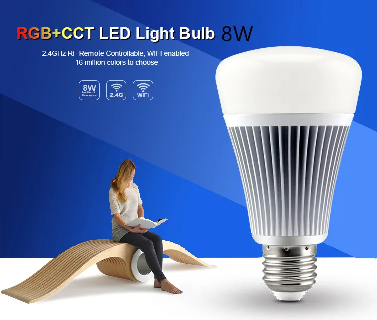 Milight AC 85V - 265V E27 6W 8W 9W 12W RGB + CCT светодиодный светильник 2 4G беспроводной RF WIFI Пульт