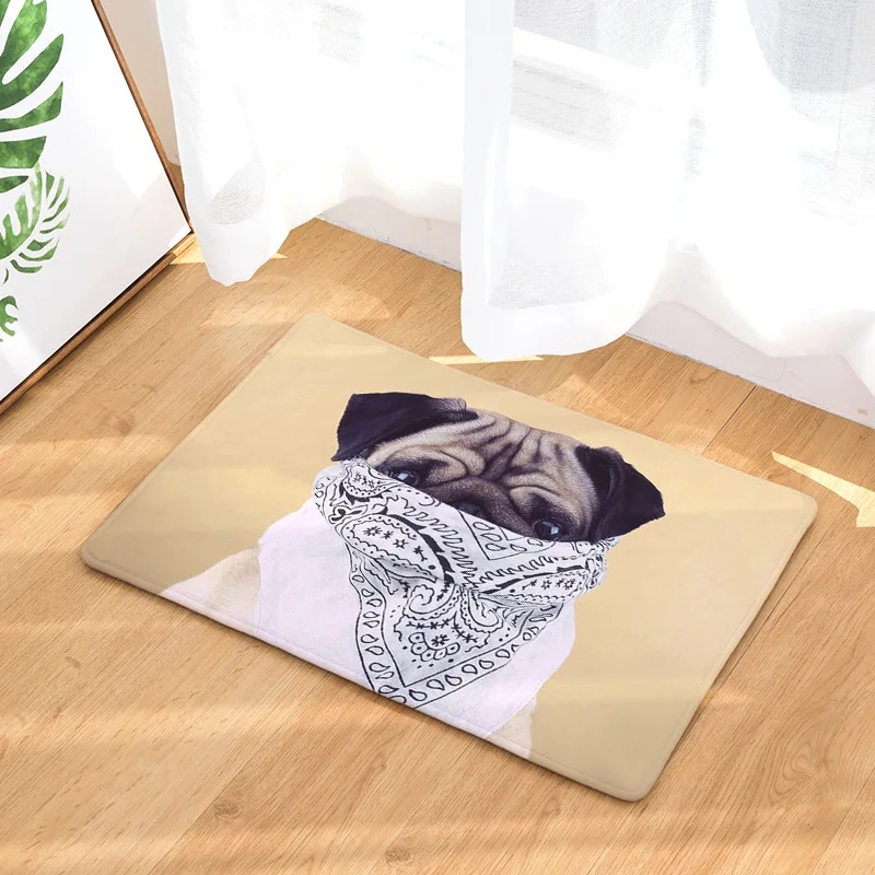 Напольный коврик забавные мопсы напольный с принтом замшевый Впитывающий Коврик