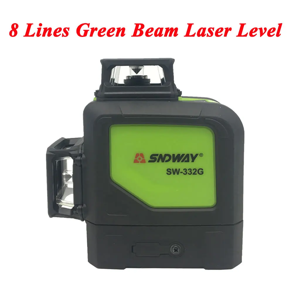 8 lines green beam Sndway 8 линий 2 линии лазерный уровень зеленый/красный луч вертикальный и горизонтальный Высокая точность 3D автоматический самонивелирующийся лазерный уровень - Цвет: 8 lines green beam