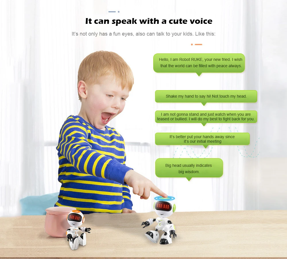 JJRC R8 сенсорный мини датчик умный RC робот LED глаза голос сплав сделай сам модель