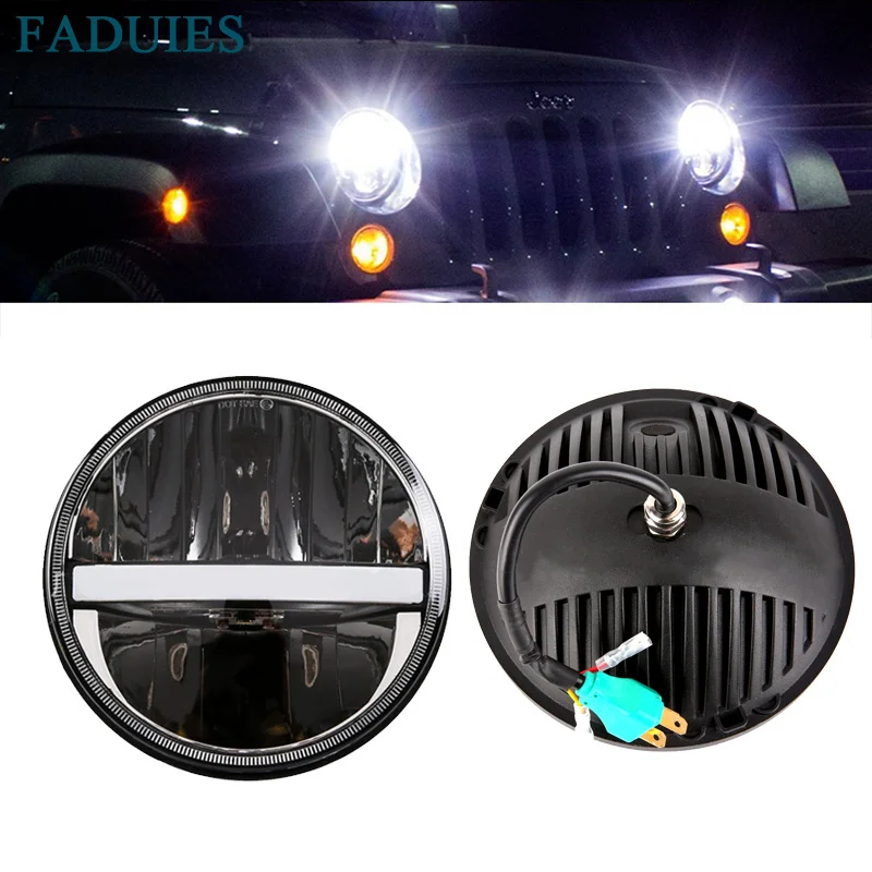 Светодиодные фары FADUIES 2psc 7 дюймовые с ДХО и желтым сигналом поворота для Jeep Wrangler Jk