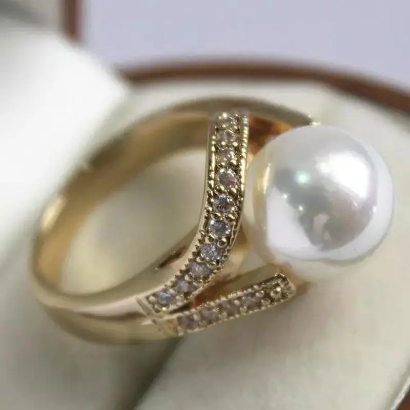 Selling&gt jewerly 12mm South Sea shell pearl Bead Jewelry Ring Size 6 7 8 9 AAA Top Grade&gt | Украшения и аксессуары