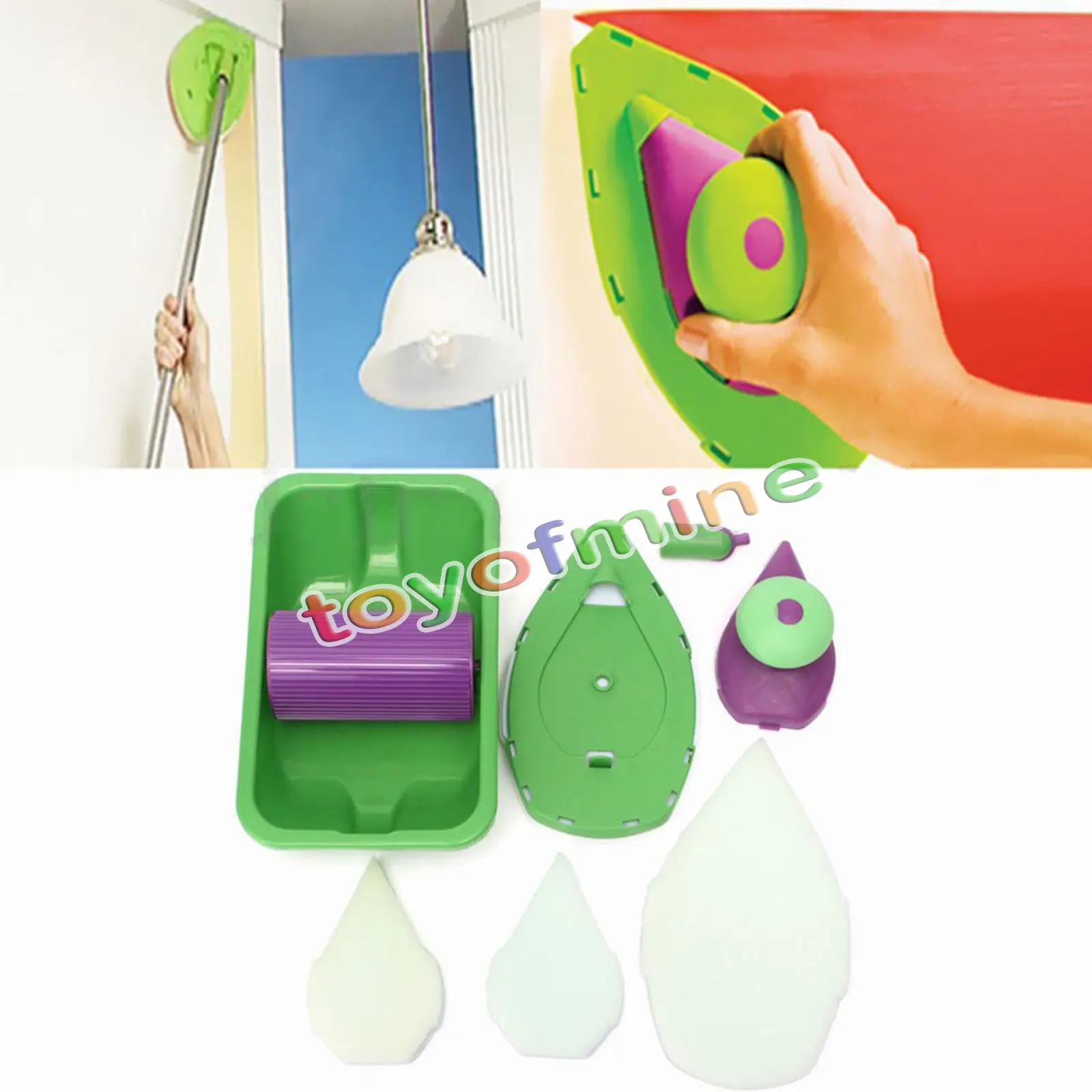 Easy Paint Pads Point Painting Roller Tray Decorative Multifunction Tool + 3 Sponge Set Kit | Дом и сад