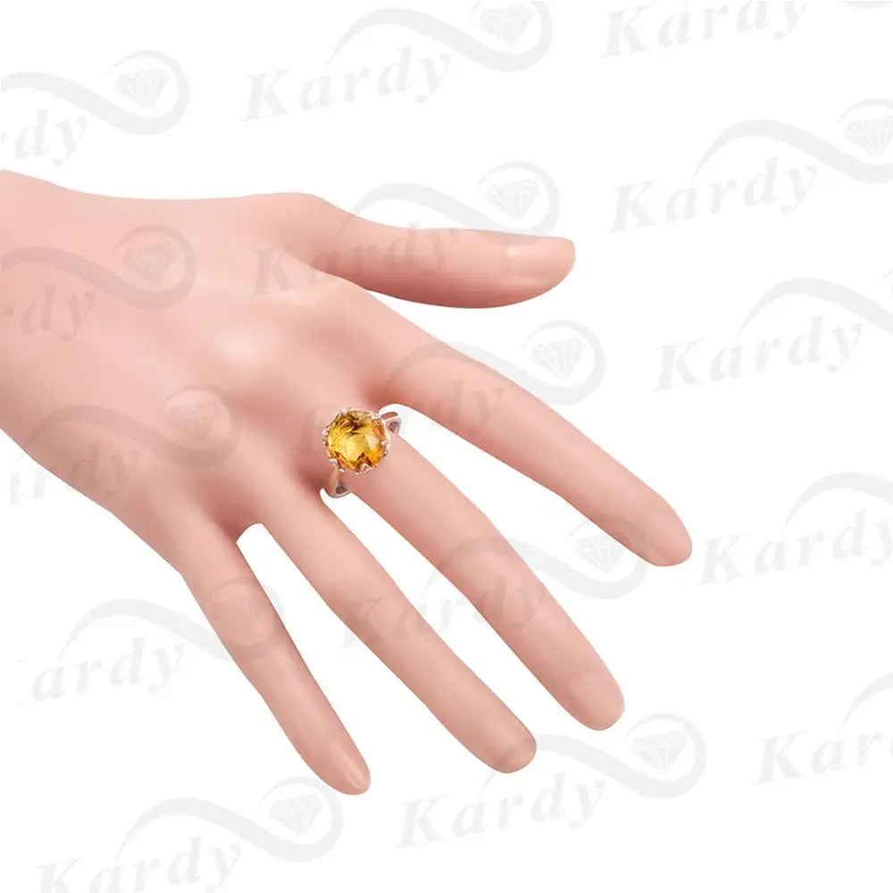 Редкие 7.8ct натуральный цитрин кольцо с Южная Африка алмазы драгоценный камень 14K