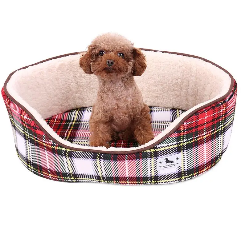 White plaid Новое поступление, супер мягкая кровать для собак, кошек, съемная подушка в клетку для стула, удобная теплая зимняя кровать, продукт для домашних животных - Цвет: White plaid
