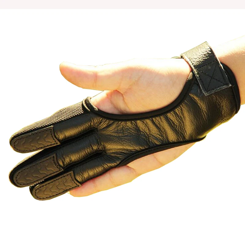 1 шт. перчатки для стрельбы из лука 3 пальца черная кожа защитные охоты | Спорт и