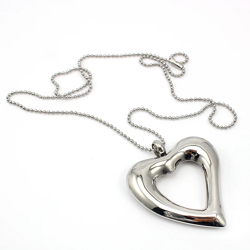COUYA 2017 New design 316L stainless steel silver big hollow heart pendant necklace women jewelry Free shipping high quality|designer jewelry|jewelry