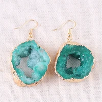 geode ethnic style crystal cluster crystals stone earrings crystal opal druzy earrings green agates danglesearrings