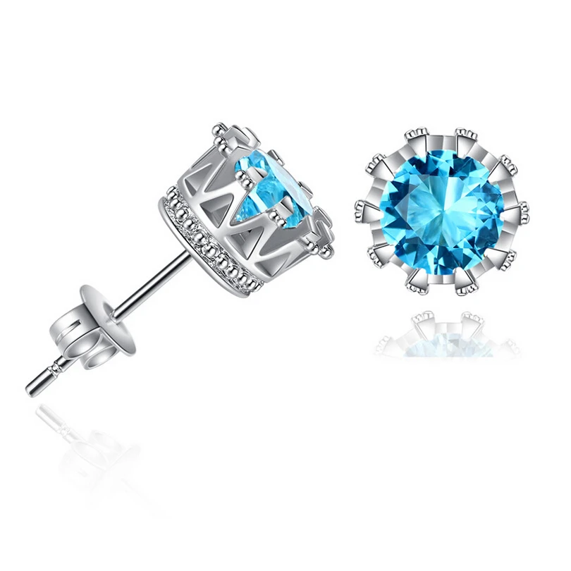 Модная Корона серьги гвоздики ювелирные изделия 6 мм 2 карата ААА кубического