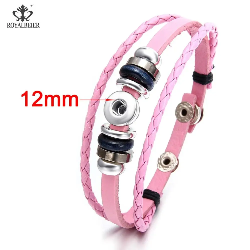1pcs Pink RoyalBeier, 6 шт./лот, милая Рождественская шляпа, кнопка, цветок, 12 мм, кнопки, пчелиный металл, шарм, для оснастки, ювелирное изделие, женский браслет - Окраска металла: 1pcs Pink