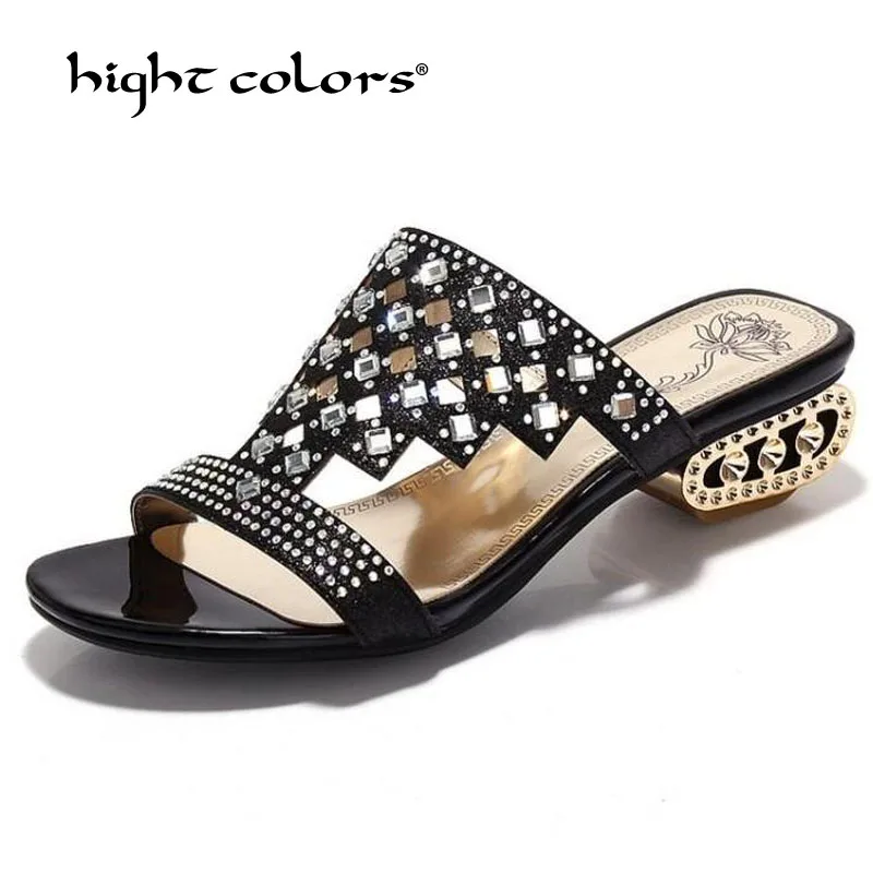 Туфли женские прозрачные на высоком каблуке с открытым носком квадратном