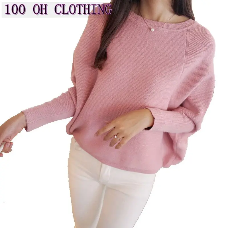 

2019 new spring sweater Korean women Knitted Long Sleeve Batwing poncho Fashion Girl's Coat Solid Crocheted Sweaters Tops