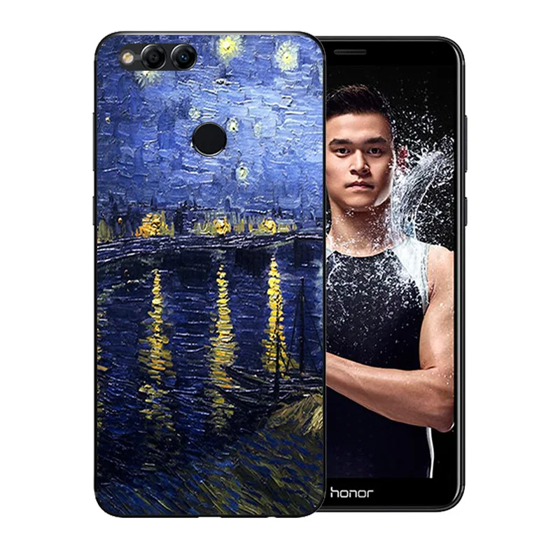 Новые чехлы для Huawei Honor 7X Van Gogh мягкая шелкопрядная оболочка задняя крышка