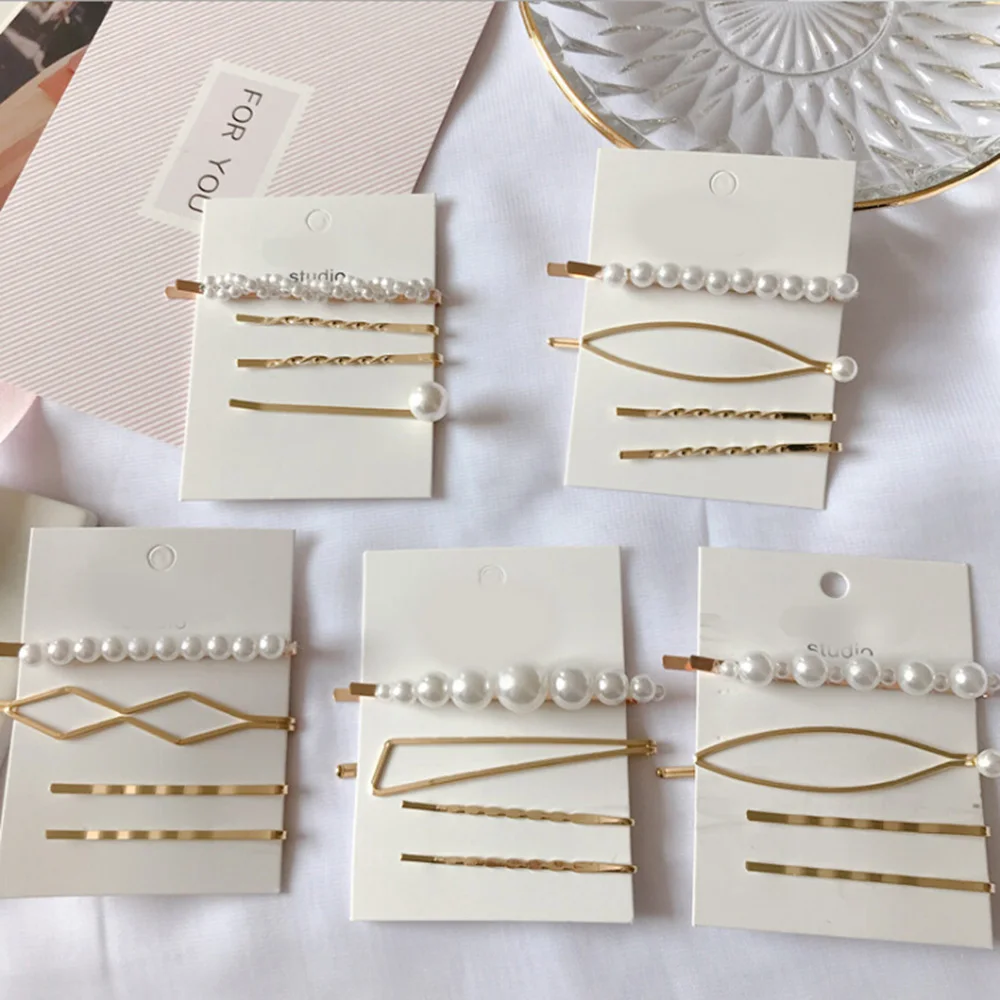 

4PCS Fashion Pearl Hair Clip Hairband Comb Bobby Pin Barrette Hairpin Headdress Hair Clip Beauty Styling Tools Free Shipping