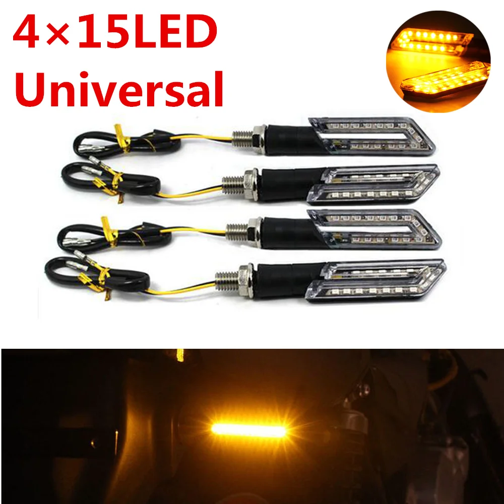 

4pcs/lot Motorcycle Universal 12V 15 LED Turn Signal Light Indicator Blinker Amber Light fit For Yamaha Suzuki Kawasaki Honda