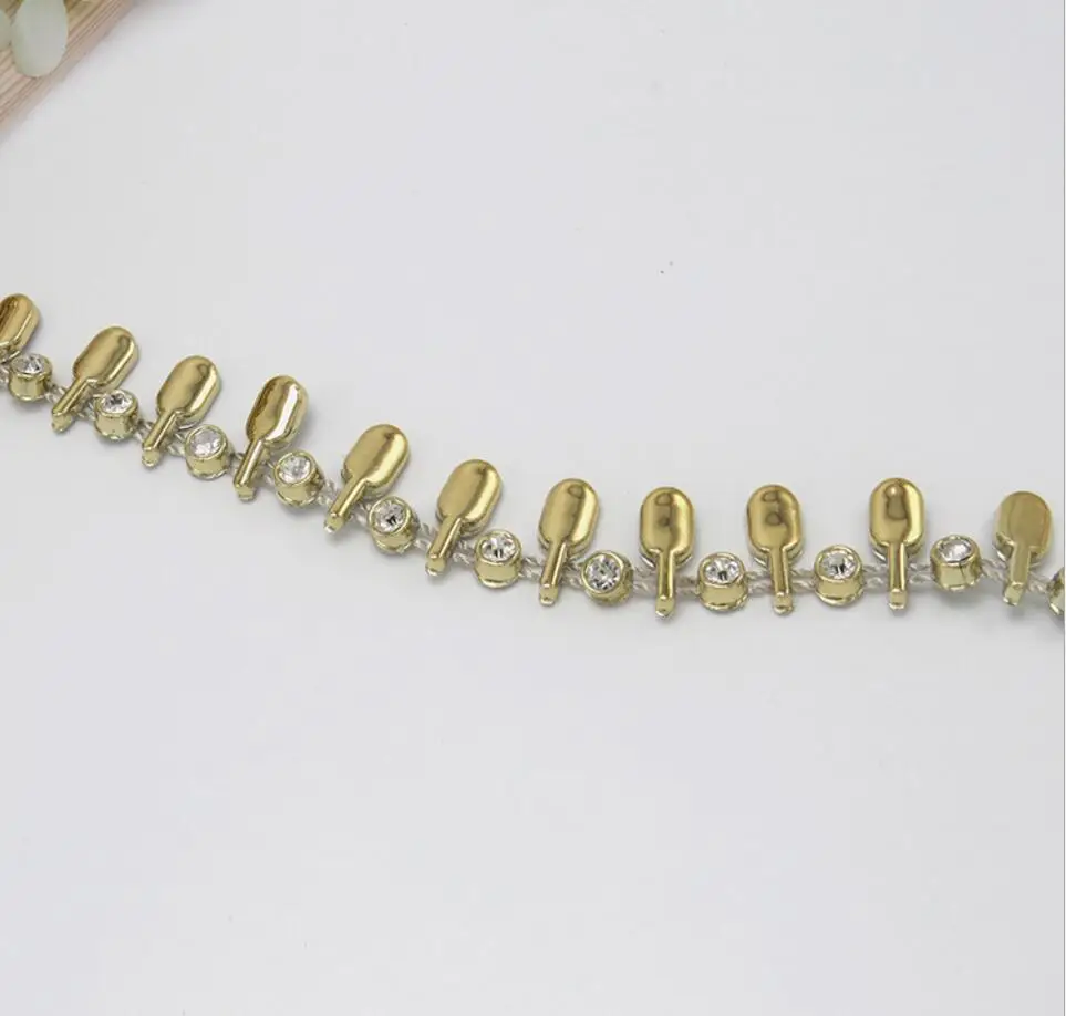 10 ярдов золотистого/серебристого/черного листа отделка из кристаллов бисера