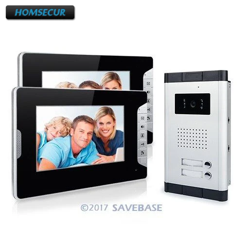 Видеодомофон HOMSECUR 4 провода 2 квартиры домофон монитор 7 дюймов|door phone intercom|phone