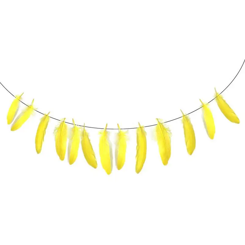Yellow 2 м перьевые гирлянды баннер для свадебного оформления девичьи комнатные украшения в индийском стиле сверкающие баннеры для вечеринки на день рождения - Цвет: Yellow