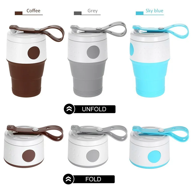 

Coffee Cup,Portable BPA-Free Silicone Folding Cup With Seal Dustproof Lid Outdoor Travel Cups Retractable Mini Water Cup