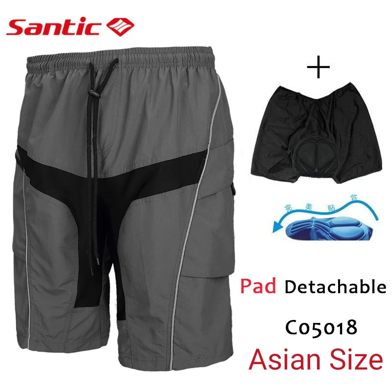 C05018 Asian size Santic горные мужские велосипедные шорты MTB Baggys дорожные велосипедные шорты с крутой 3D сеткой мягкие короткие Ciclismo Отрегулируйте эластичную талию - Цвет: C05018 Asian size