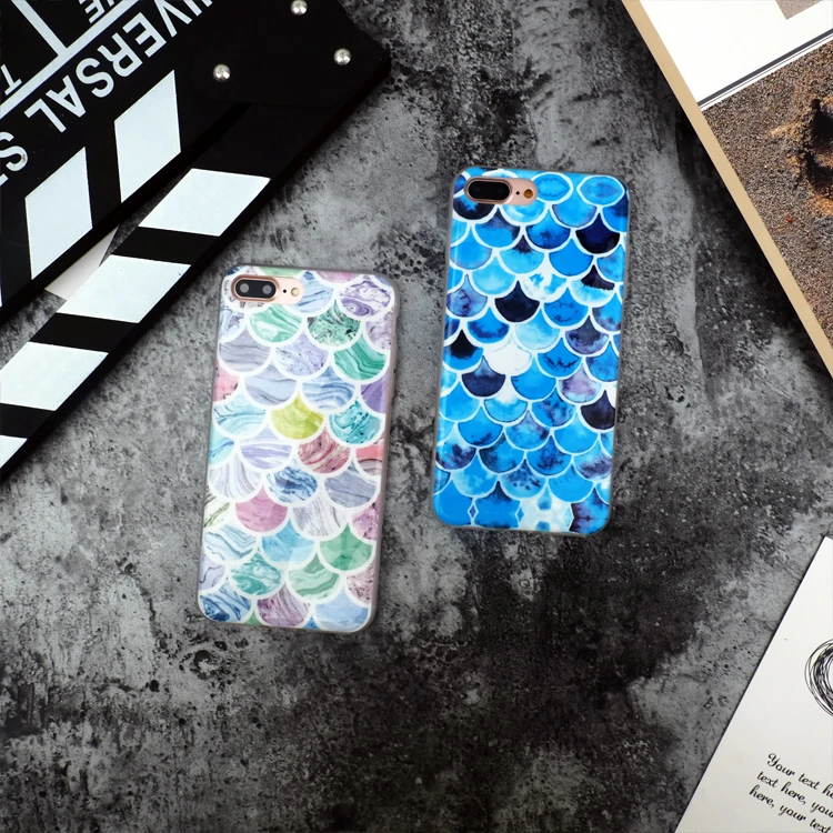 WULAWUKU модные красивые шарики Русалка масштаб 3D Мягкие TPU для iphone X 8 плюс 7 6 6s сзади
