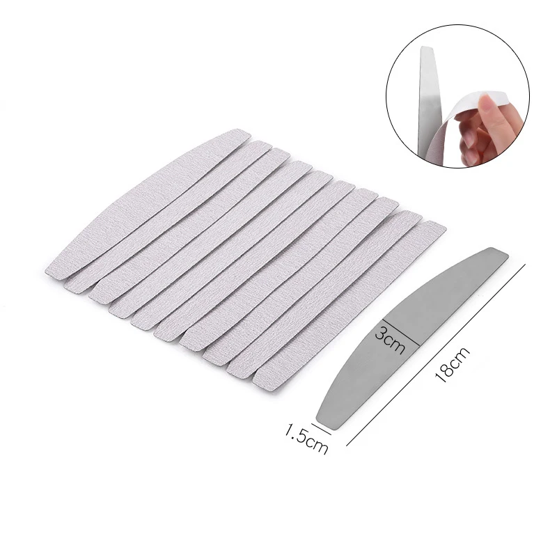 03 Metal Nail File Handle with 5pcs 180 Grit Sandpaper 5pcs 100 grit Sandpaper Replacement Disposable Sand Paper Pads Files Supply - Цвет: 03