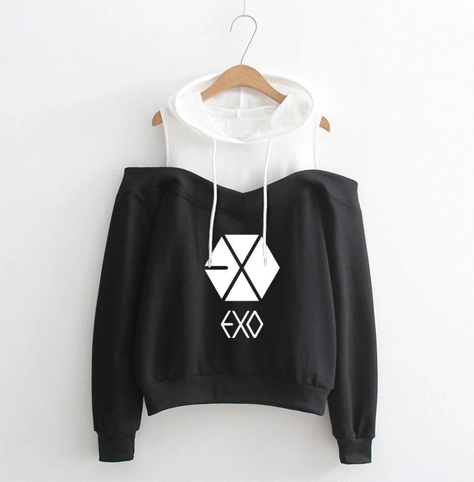 Exo Blackpink Seventeen Twice Idol Monsta X Got7 Wanna One женские толстовки с капюшоном модная зимняя Толстовка без бретелек - Цвет: 9