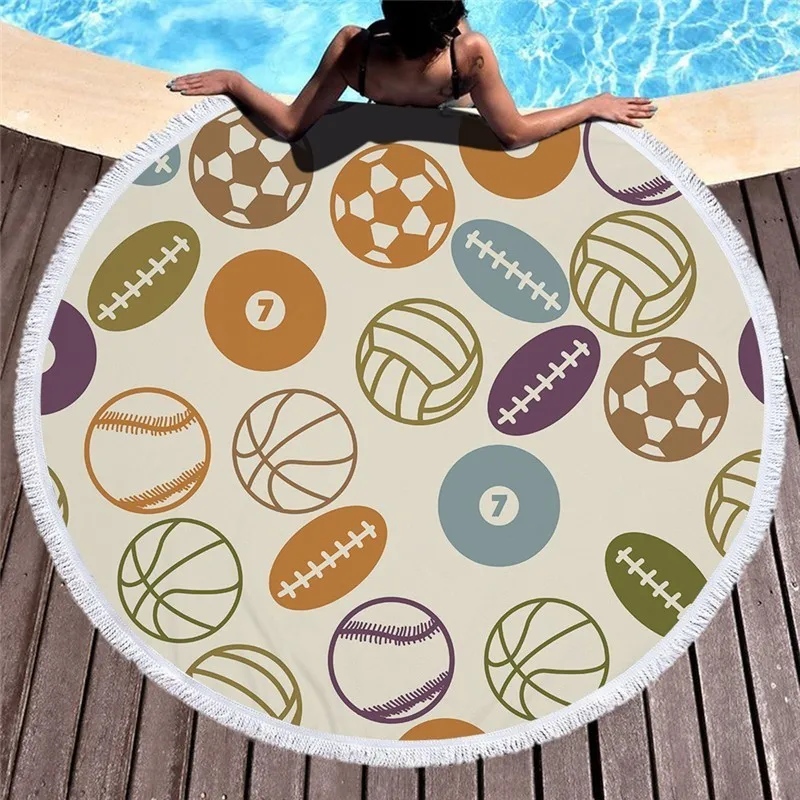 

2019 New Pattern Beach Towel Balls Series Round Swimming Bath Towel Home Living Room Yoga Blanket Wall Tapestry