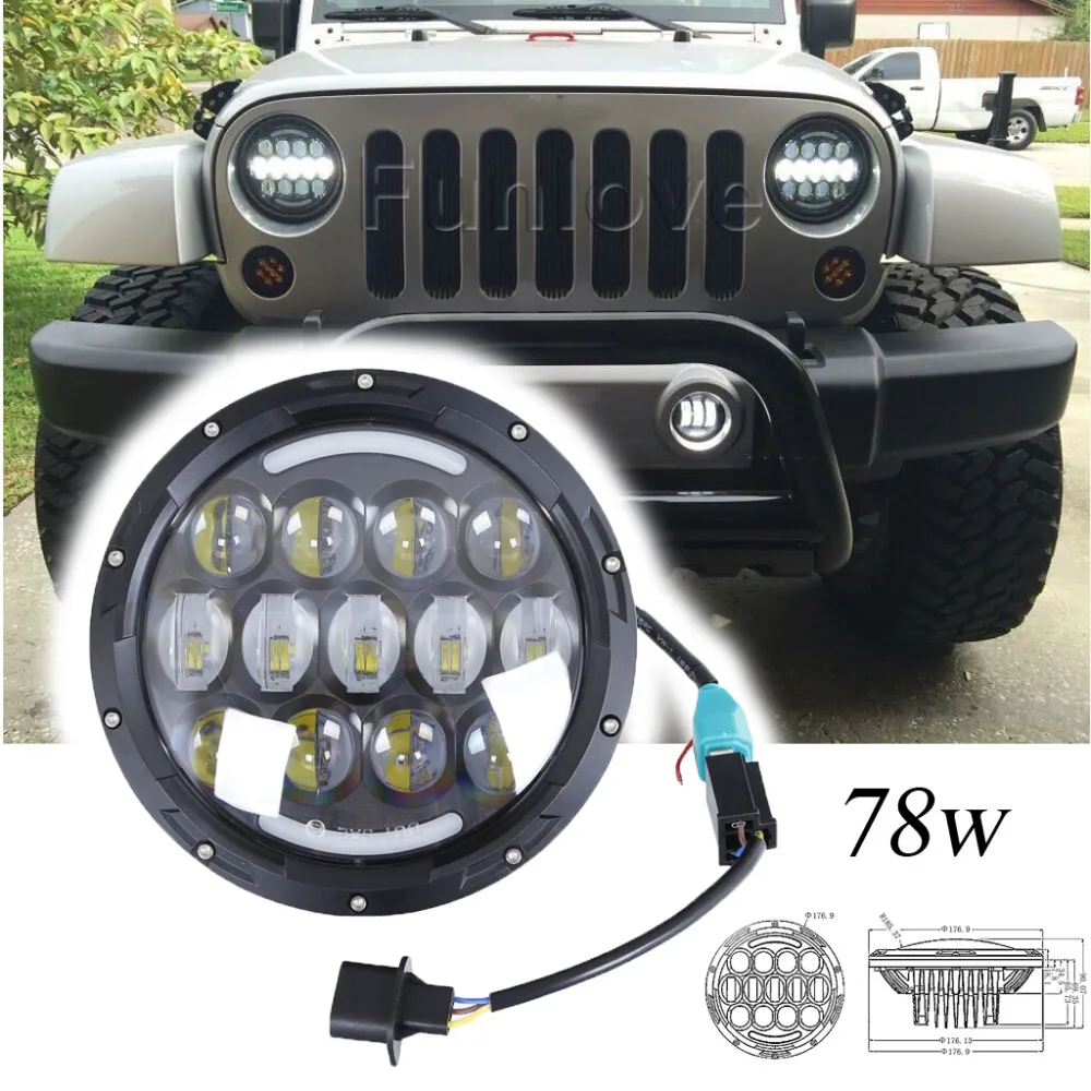 WHDZ 78 Вт 7 &quotсветодиодный головной светильник Hi/короче спереди и длиннее сзади) H4