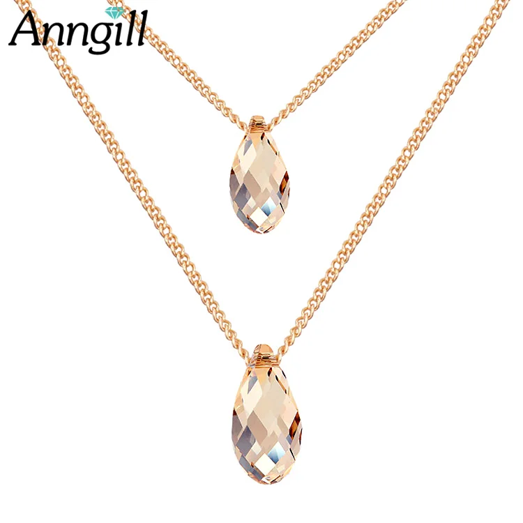 ANNGILL кристаллами от Сваровски Waterdrop колье в винтажном стиле Модная разноцветная