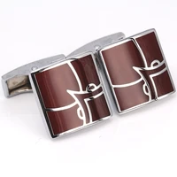 c man luxury red fox shirt cufflink for mens brand square cuff buttons cuff links high quality silvery abotoaduras jewelry